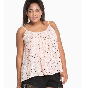 Torrid HEART PRINT GEORGETTE CRISSCROSS CAMI
